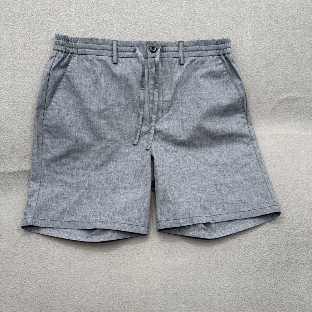 Wills Shorts Mens 34 Gray Linen Blend Chino 7 Inseam Elastic Waist Casual Summer